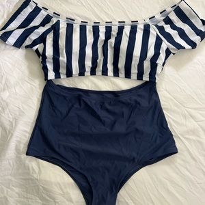 Navy & white off the shoulders